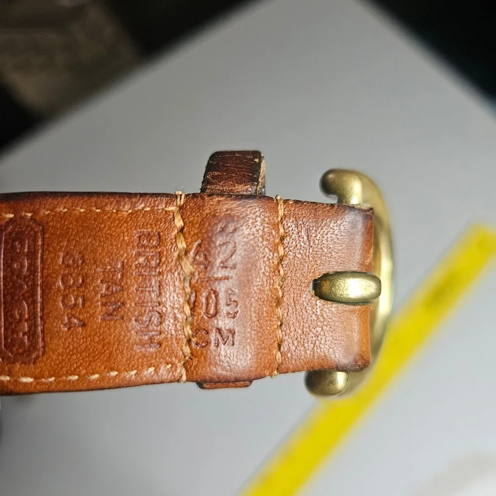 Vintage Coach 3854 British Tan Braided Leather Belt Brass Buckle 42 105cm